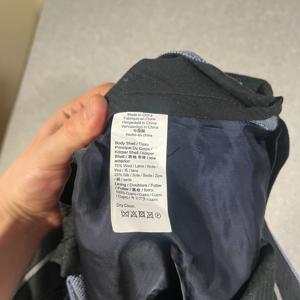 J Crew Pants Mens 34x27 Blue Dress Vitale Barberis Canonico Wool Silk Italy Hem - Picture 12 of 13